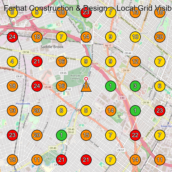 Farhat Construction & Design Construction Company GeoGrid ranking map for None